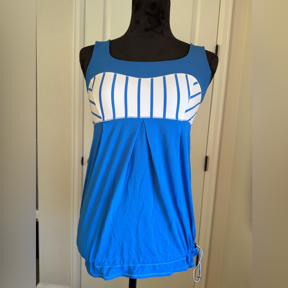 lululemon athletica Blue and White Tank Top